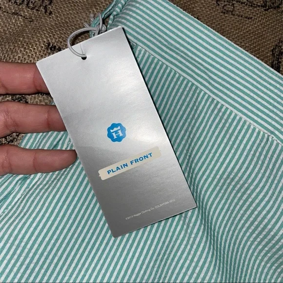 Haggar NWT! Seersucker Cool18 Turquoise/White Striped Short Size 38W - Picture 9 of 12
